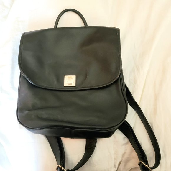Handbags - Medium Black Leather Backpack - Soft Italian Leather